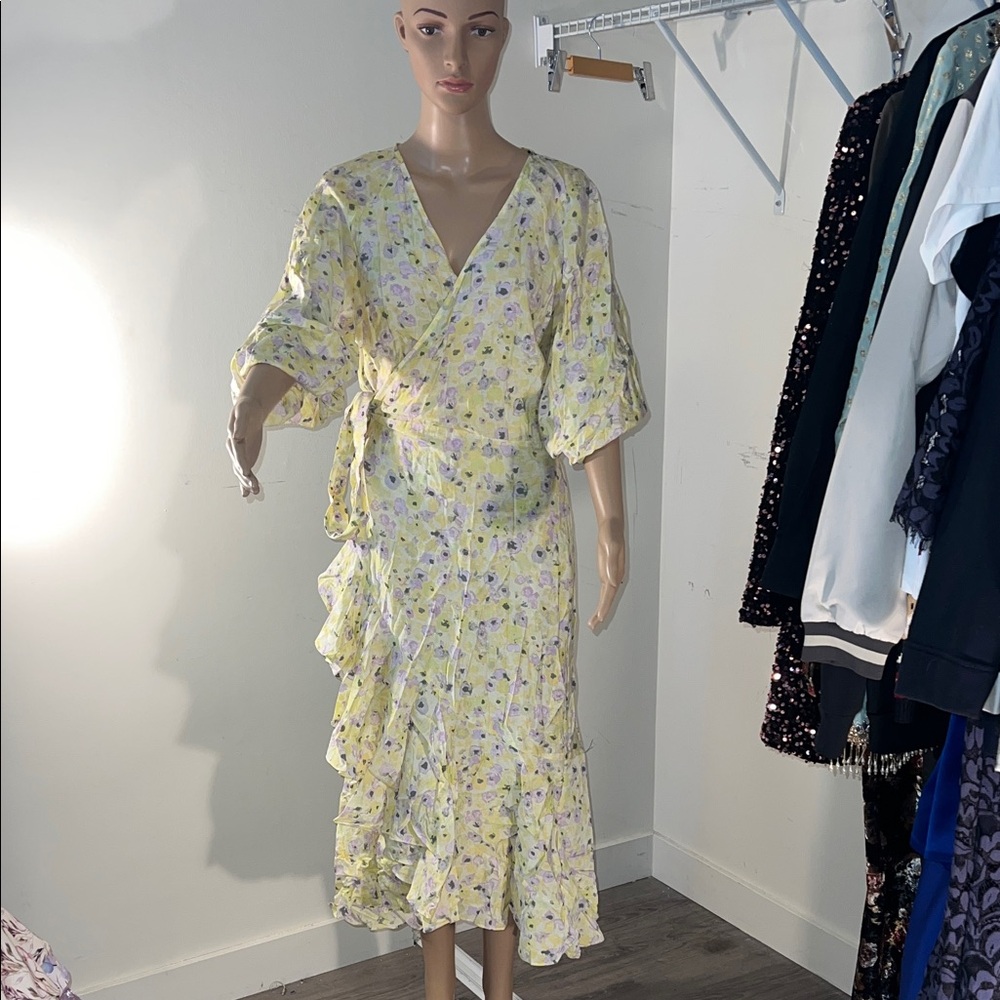 H&M Yellow Floral Wrap Dress